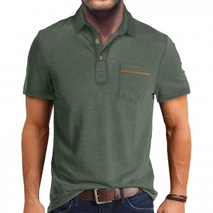 Queenspace Men's Casual Polo Shirts Classic Button Basic Short Sleeve Shirt Solid Color Tees Golf Stylish Tops