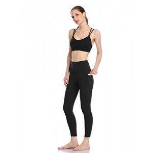 Queenspace Women's High Waisted Yoga Pants 7/8 Length Leggings with Pockets