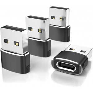 Tarrar USB to USB C Adapter 4 Pack,USBC Female to A Male Car Charger,Type C Converter for iPhone 16 16e Pro Max,15 14 13 12 Plus,Apple Watch,Airpods,Compatible for Nintendo Switch,Samsung Galaxy S25